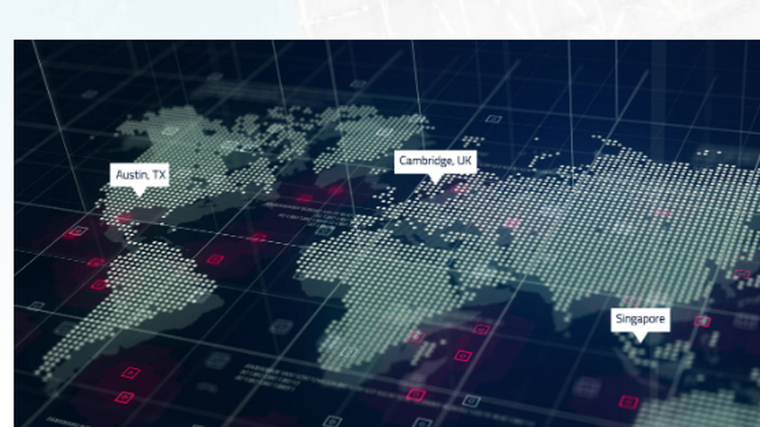 Map showing QuantumSine locations in Austin and Singapore